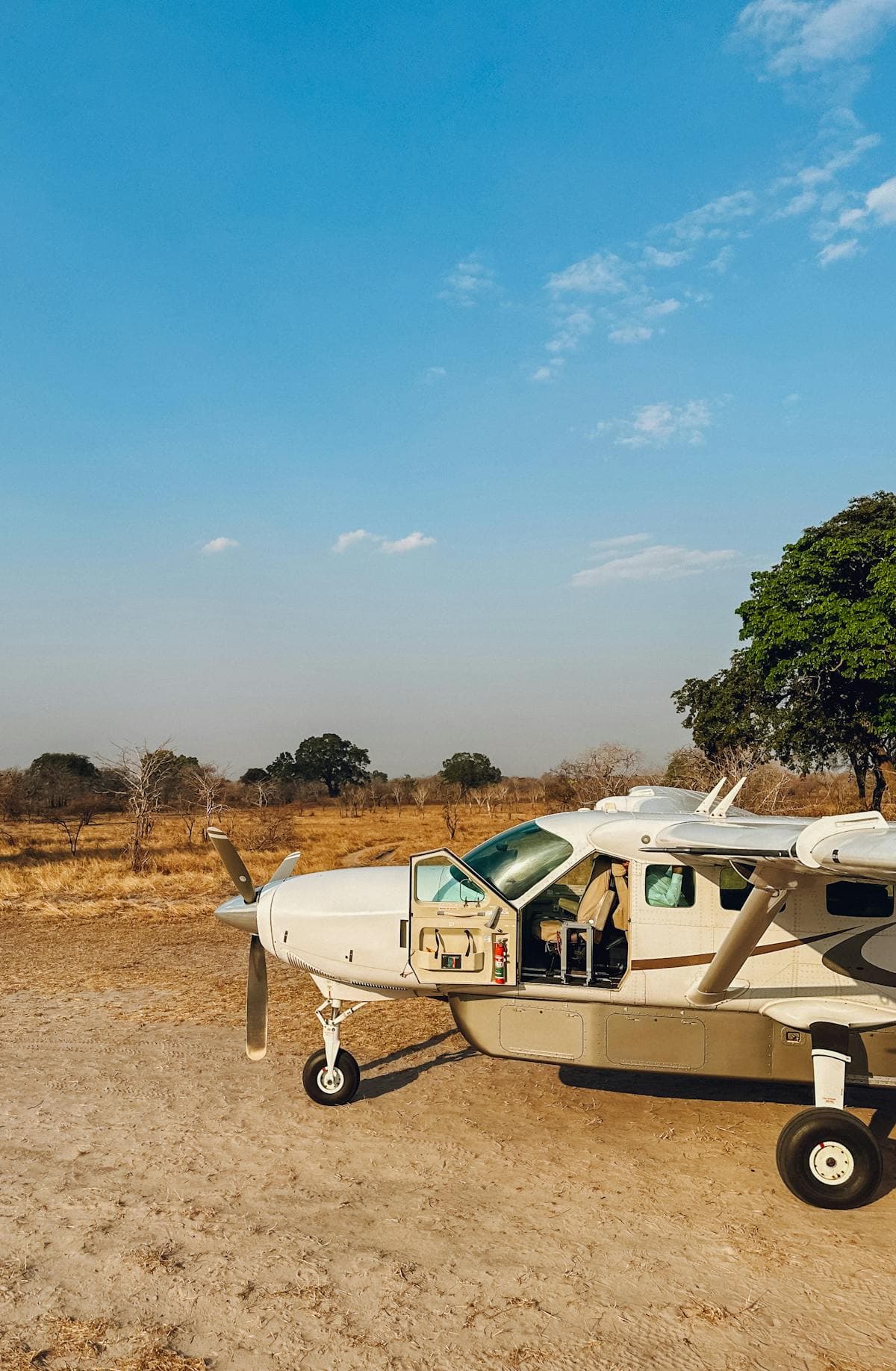 Bush plane on an African safari airstrip