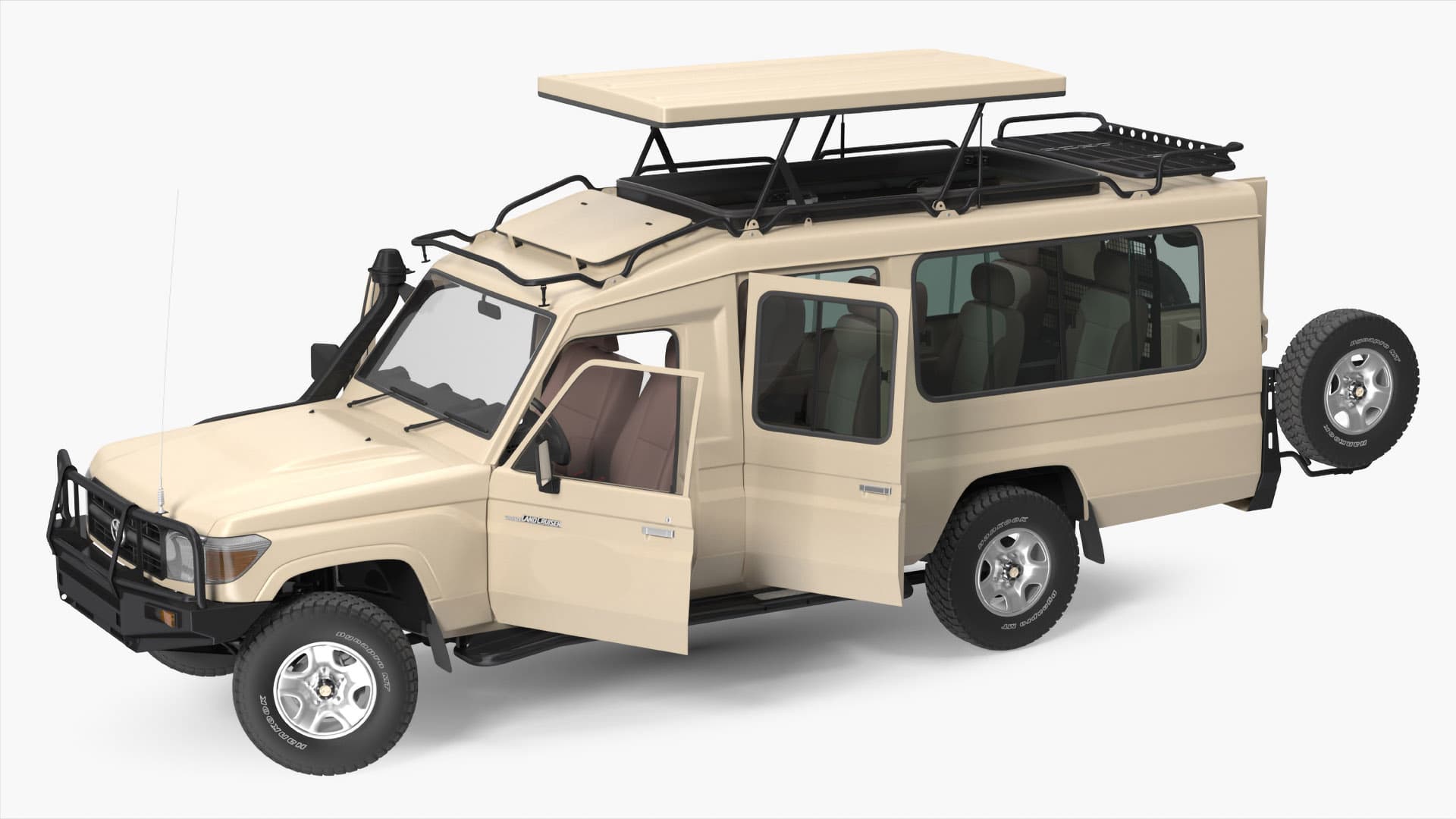 Land Cruiser with pop-up roof raised for wildlife viewing